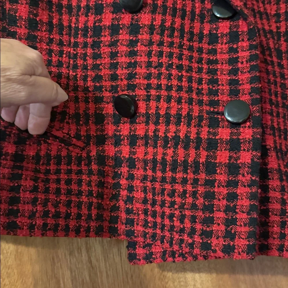Christian Dior vintage Red and Black Checkered woman’s short Blazer (mlb/rmt) - Picture 3 of 6
